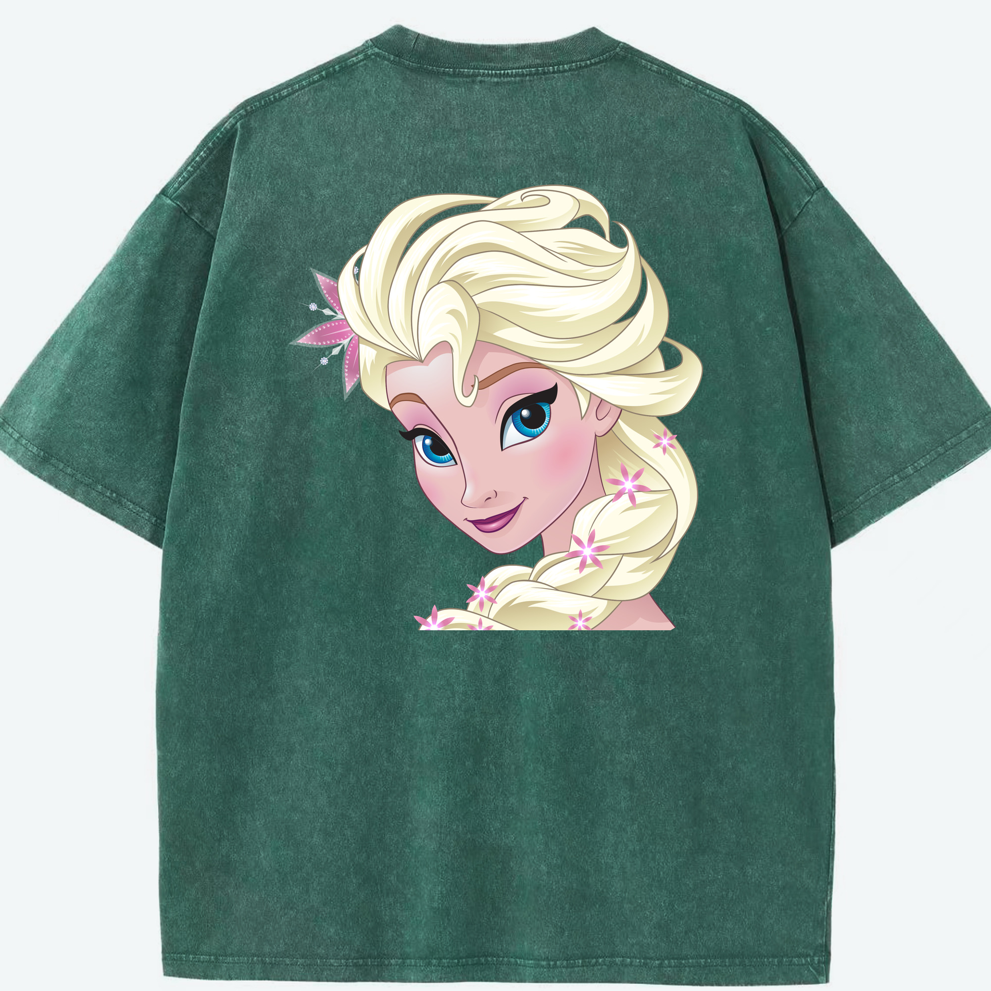 （画像用） アナと雪の女王 アンナ エルサ Frozen Anna Elsa 綿100% ヴィンテージ風 半袖Tシャツ（背面プリント）